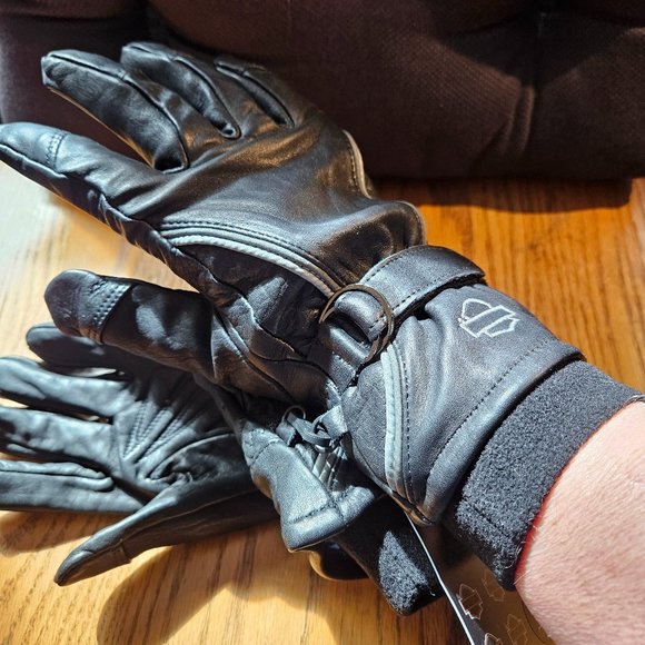 NWT Harley-Davidson Womens Windshielder Gauntlet Leather Gloves, Black - Medium - Picture 6 of 6